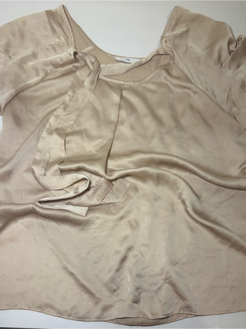 Silky Cream Tie-Neck Women's Blouse gap brand